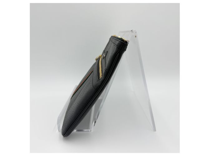 Gucci Clutch in pelle nera Ophidia con tre strisce Nero - vista 4