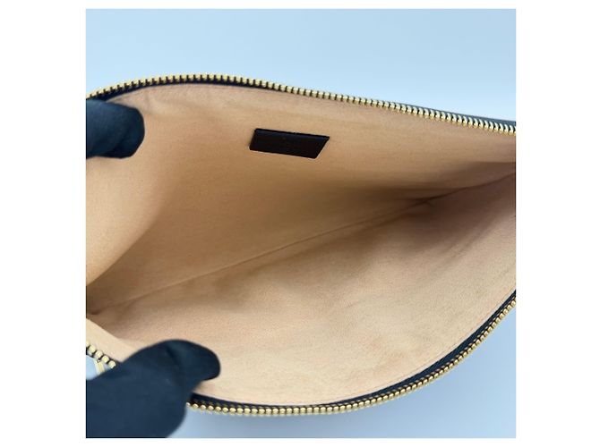 Gucci Clutch in pelle nera Ophidia con tre strisce Nero - vista 9