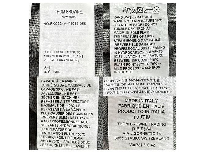 Thom Browne Asymmetrischer Arm Band Merinowoll-Cardigan in Hellgrau Braun - Ansicht 22