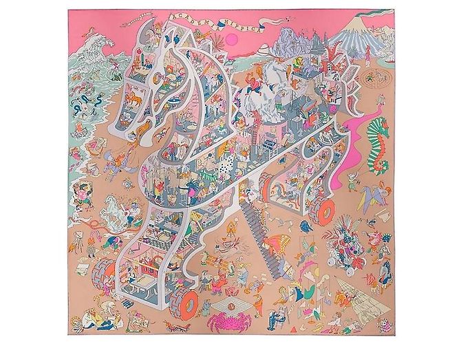 Hermès Foulard in seta per donne Hippica Care Rosa - vista 2