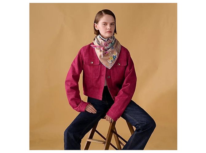 Hermès Foulard in seta per donne Hippica Care Rosa - vista 3
