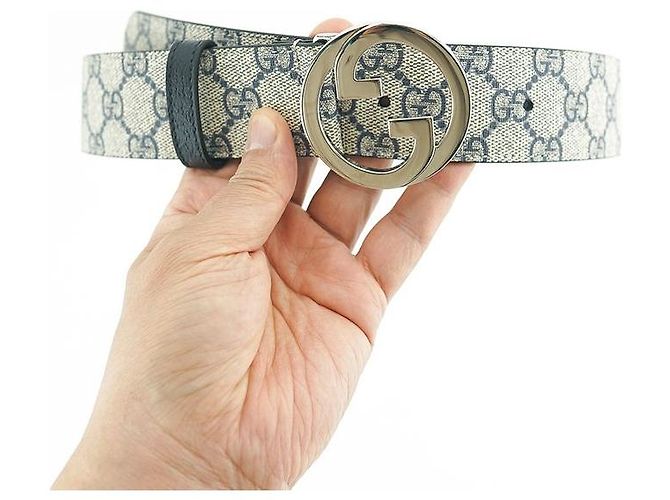 Gucci Damen Gürtel KAAAD aus Canvas Beige Marine Blau - Ansicht 3