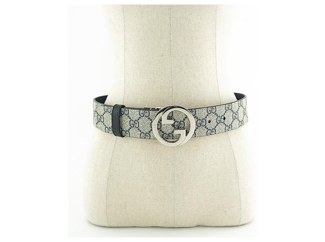 Gucci Damen Gürtel KAAAD aus Canvas Beige Marine Blau - Ansicht 7