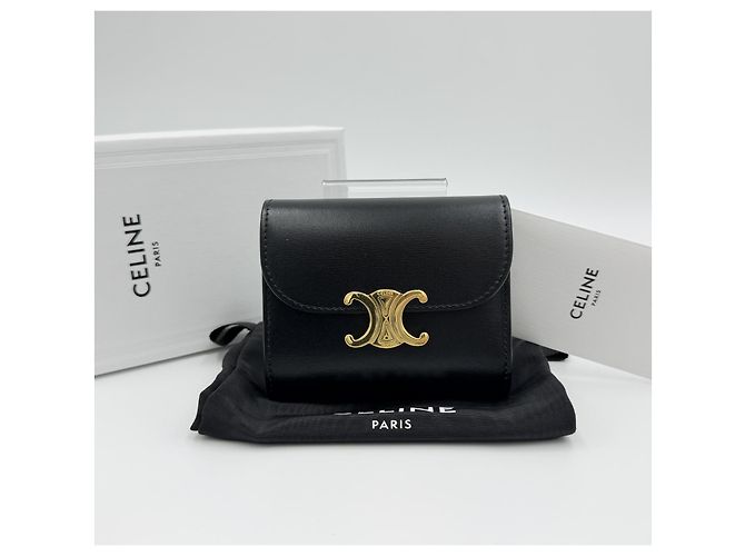 Céline Pequeña cartera de piel de ternera Triomphe Flap Castaño - vista 2