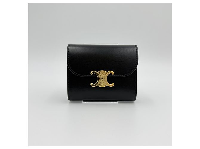 Céline Pequeña cartera de piel de ternera Triomphe Flap Castaño - vista 3