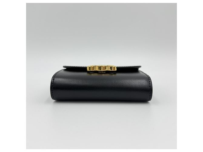 Céline Pequeña cartera de piel de ternera Triomphe Flap Castaño - vista 7