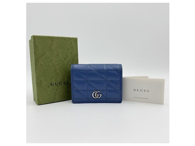 Gucci Hellblaues, gestepptes Lederportemonnaie - Ansicht 2