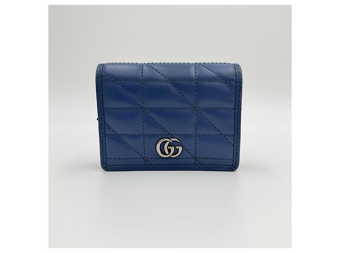 Gucci Hellblaues, gestepptes Lederportemonnaie - Ansicht 3