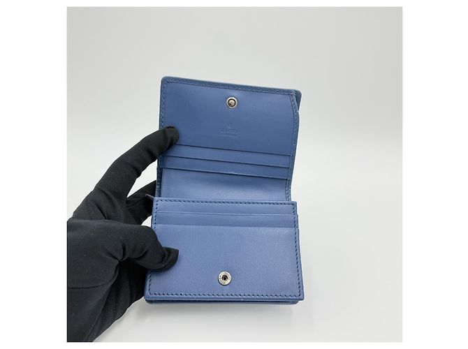 Gucci Hellblaues, gestepptes Lederportemonnaie - Ansicht 8