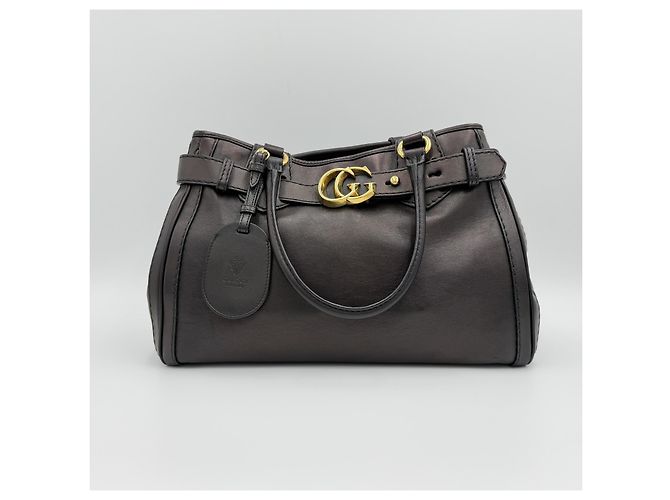 Gucci Borsa da corsa in pelle di vitello, borsa tote in pelle nera Nero - vista 2