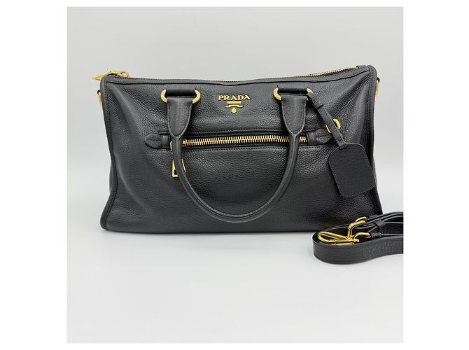 Prada Borsa tote in vitello daino dorato Nero - vista 2
