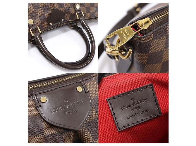 Louis Vuitton Siena MM Tote Canvas Damier Ebene Marrone - vista 7