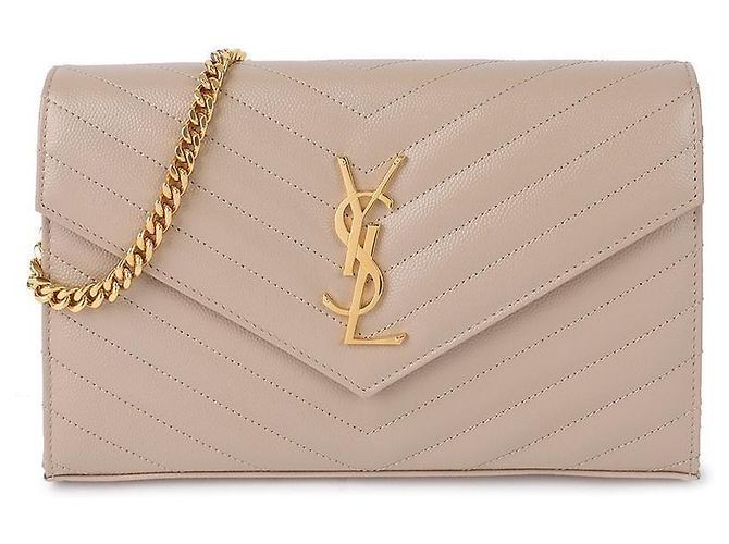 Saint Laurent Portafoglio con catena classico Marrone - vista 3