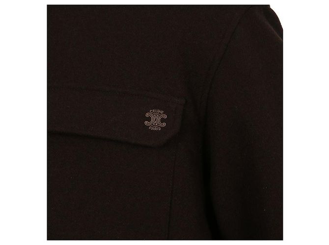 Céline Triomphe besticktes Wollflanell-Overshirt Schwarz - Ansicht 10