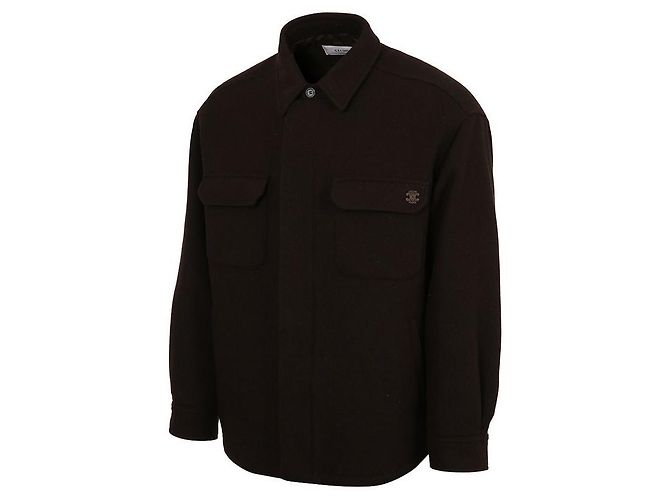 Céline Triomphe besticktes Wollflanell-Overshirt Schwarz - Ansicht 3