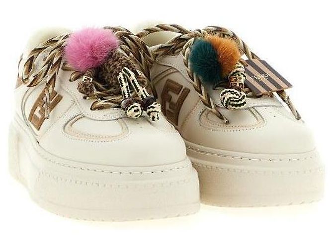 Fendi Baskets Charm en Cuir à Plateforme Basse - vue 6