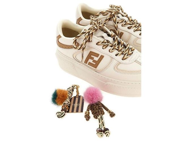 Fendi Baskets Charm en Cuir à Plateforme Basse - vue 9