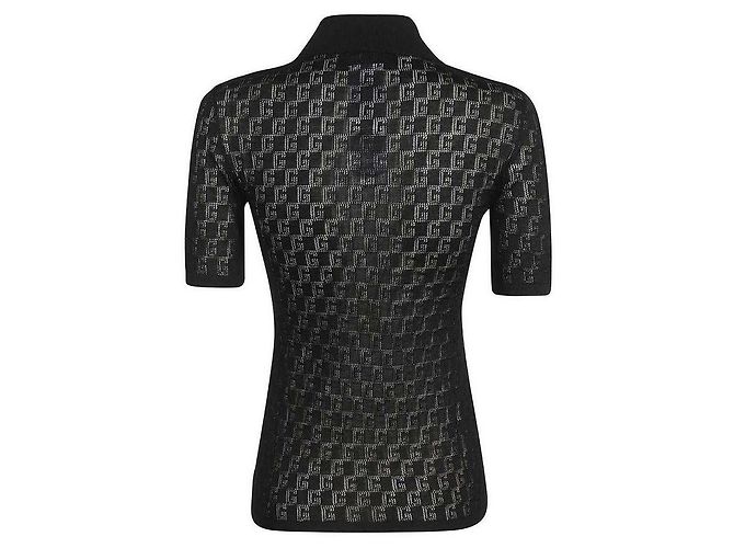 Gucci Polo de mezcla de algodón y seda Negro - vista 5