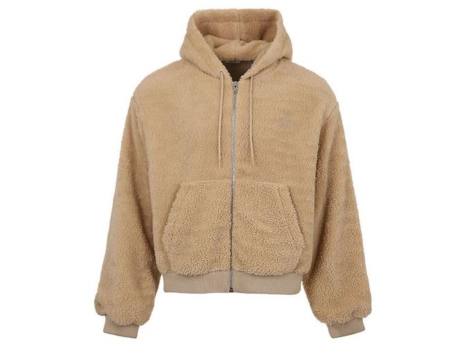 Céline Giacca con cappuccio in pile Triomphe Marrone - vista 2