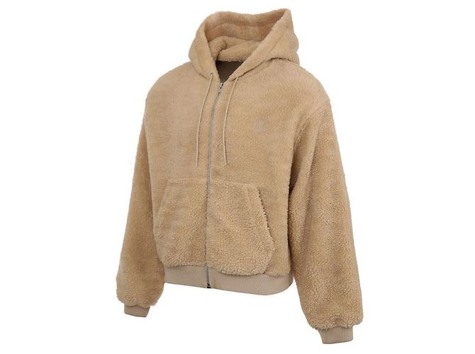 Céline Giacca con cappuccio in pile Triomphe Marrone - vista 3