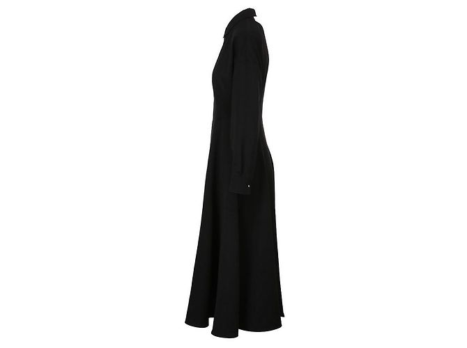 Céline Vestido de lana negra Trionf con botón Negro - vista 4