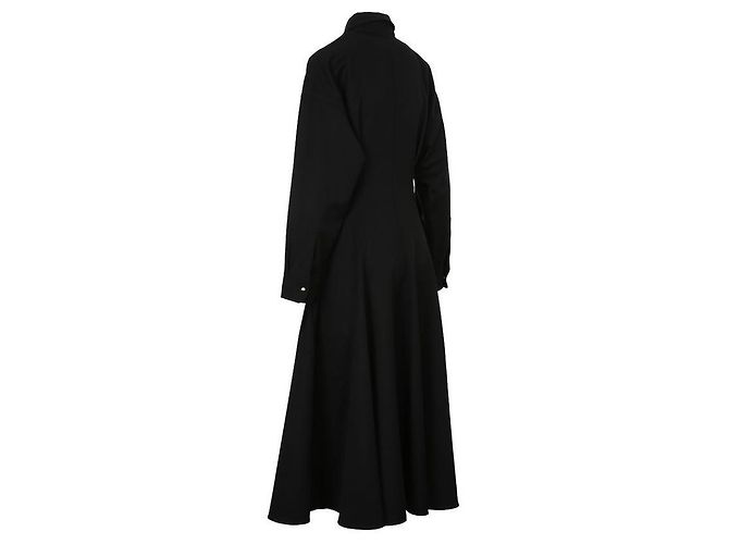 Céline Vestido de lana negra Trionf con botón Negro - vista 5