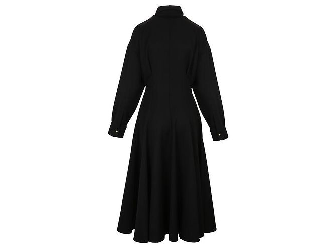 Céline Vestido de lana negra Trionf con botón Negro - vista 6