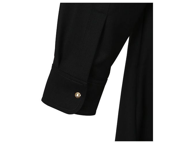 Céline Vestido de lana negra Trionf con botón Negro - vista 9
