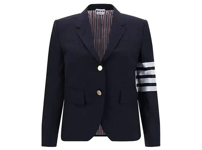 Thom Browne Gestreifte Wolljacke mit einfacher Webart - Ansicht 4