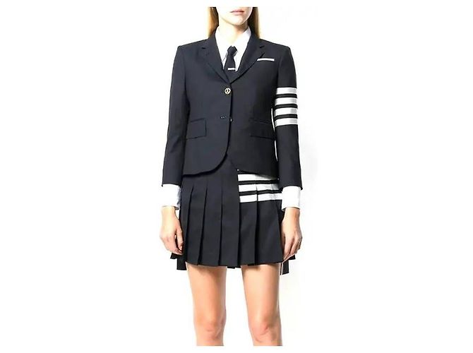 Thom Browne Gestreifte Wolljacke mit einfacher Webart - Ansicht 5