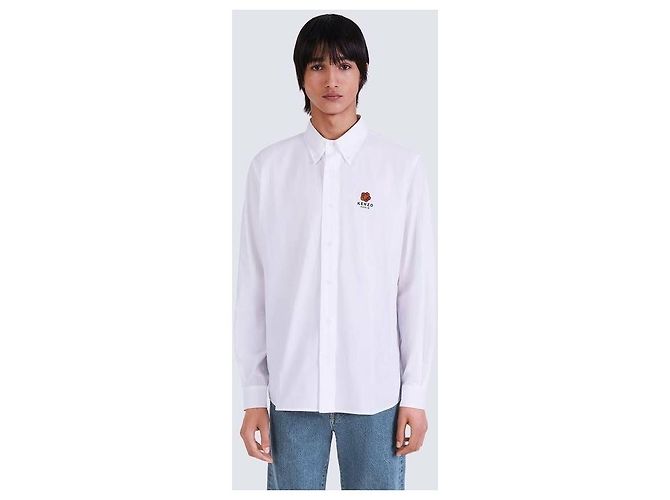 Kenzo Camicia in popeline ricamata con fiori Bianco - vista 4