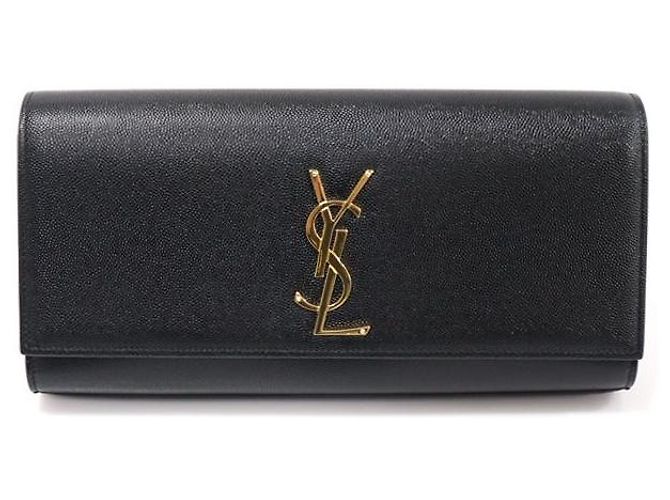 Saint Laurent Clutch Classica Cassandra in Pelle Grana Nera Nero - vista 2