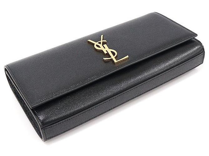 Saint Laurent Clutch Classica Cassandra in Pelle Grana Nera Nero - vista 5