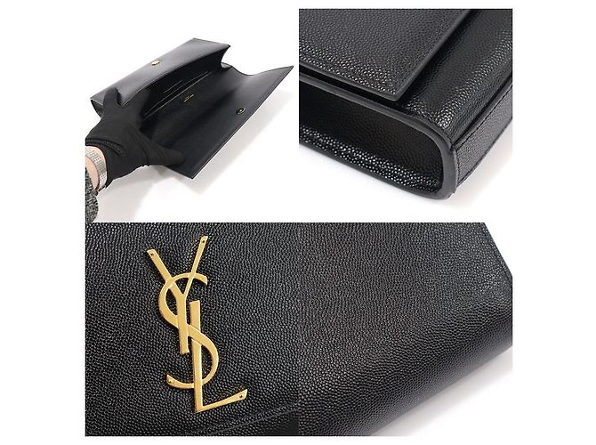 Saint Laurent Clutch Classica Cassandra in Pelle Grana Nera Nero - vista 7
