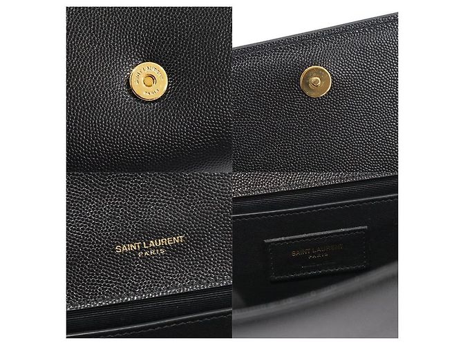 Saint Laurent Clutch Classica Cassandra in Pelle Grana Nera Nero - vista 8