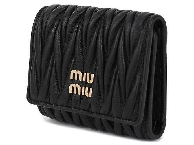 Miu Miu Billetera bi-fold de cuero Napa negra Negro - vista 3