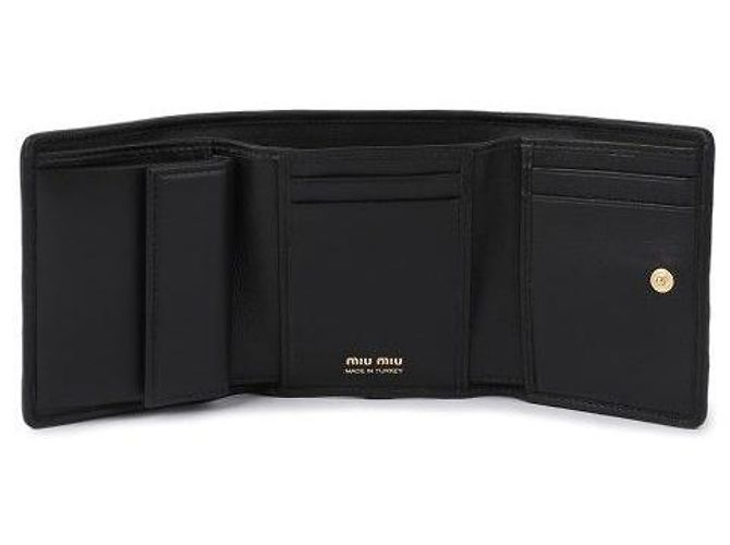 Miu Miu Billetera bi-fold de cuero Napa negra Negro - vista 5