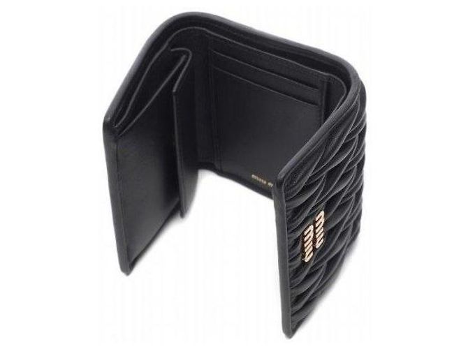 Miu Miu Billetera bi-fold de cuero Napa negra Negro - vista 6