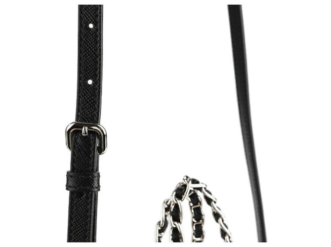Prada Nylon gesteppte Schultertasche mit Kette Schwarz - Ansicht 13