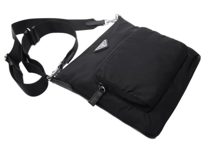 Prada Borsa a tracolla in tessuto di nylon nera Nero - vista 5