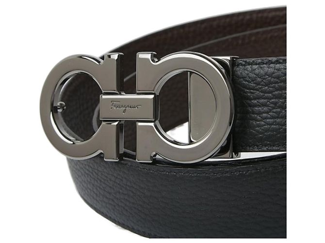 Salvatore Ferragamo Cintura Reversibile da Uomo Gancini Nero Marrone (Pre-Cut) - vista 3