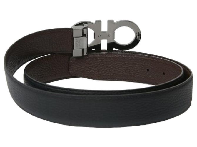 Salvatore Ferragamo Cintura Reversibile da Uomo Gancini Nero Marrone (Pre-Cut) - vista 5