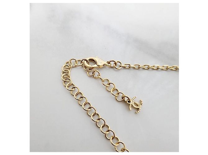 Chanel Collar Logo CC Estrella de Cristal Dorado - vista 10
