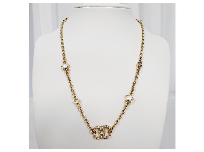 Chanel Collar Logo CC Estrella de Cristal Dorado - vista 2