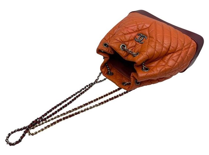 Chanel Chevron Quilted Gabriel Small Backpack Orange - view 6