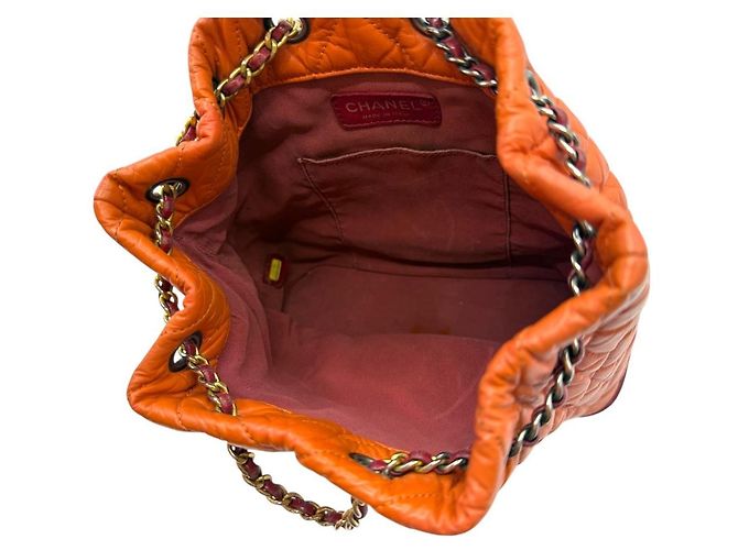 Chanel Chevron Quilted Gabriel Small Backpack Orange - view 7