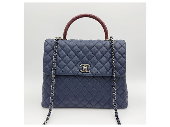 Chanel Borsa a spalla Coco Handle con catena, grande, collezione blu - vista 2