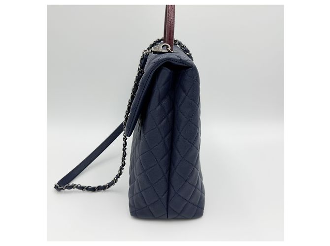 Chanel Borsa a spalla Coco Handle con catena, grande, collezione blu - vista 4
