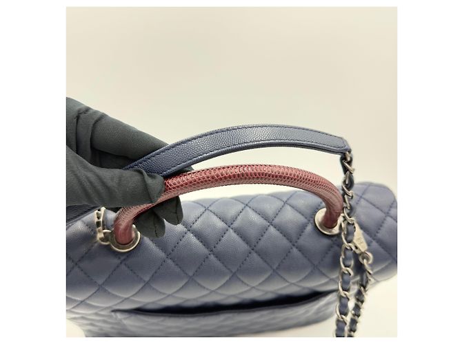 Chanel Borsa a spalla Coco Handle con catena, grande, collezione blu - vista 7