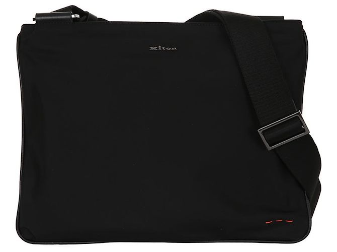 Kiton Bolsa transversal plana em nylon com detalhes em couro Preto - vista 2